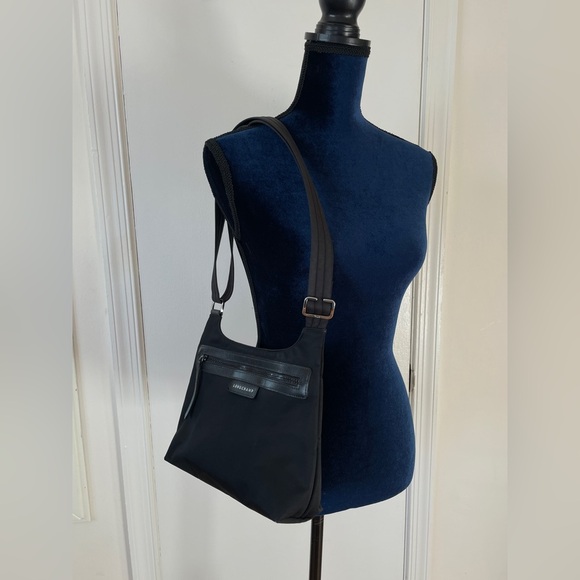Longchamp Le Pliage Neo Flat Black Nylon Crossbody Bag Shoulder Purse - Picture 3 of 11